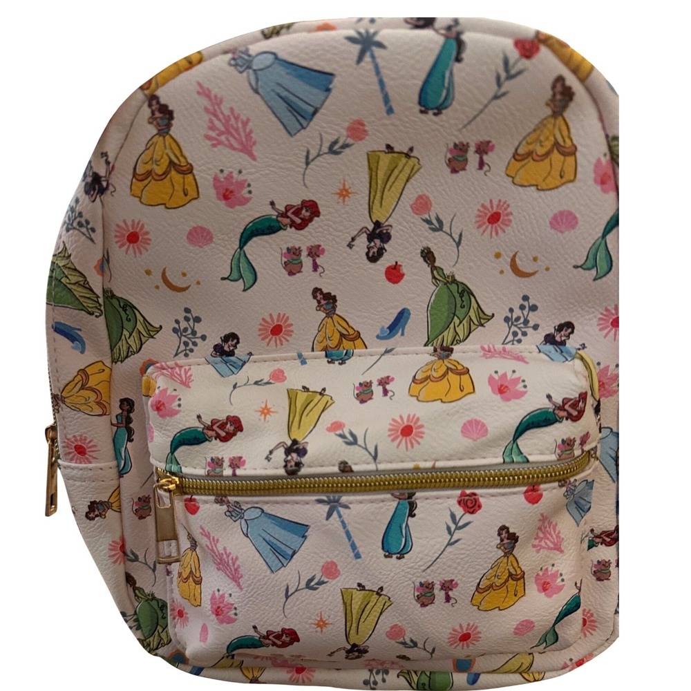 Disney Princess Mini Backpack Pink Faux Leather All Over Print New Tags‎